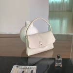 New PU soft leather small square bag with flap design, niche style, handbag, phone bag, solid color, fashionable and versatile small tote bag